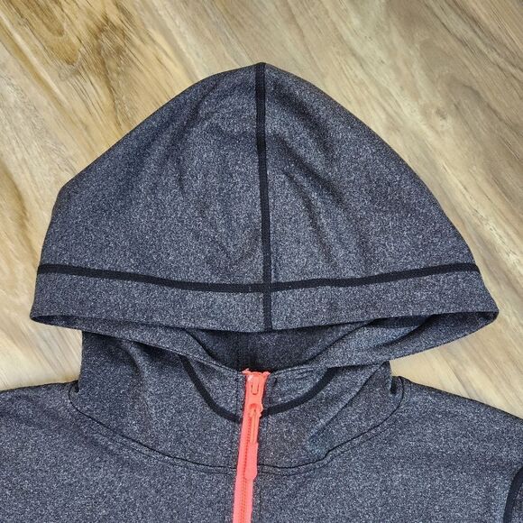 ☔️💜Soho Sport Gray & Neon Orange Hooded Athletic Jacket Large - Picture 3 of 9